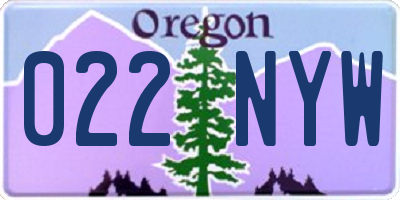 OR license plate 022NYW