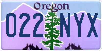 OR license plate 022NYX