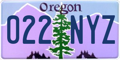 OR license plate 022NYZ