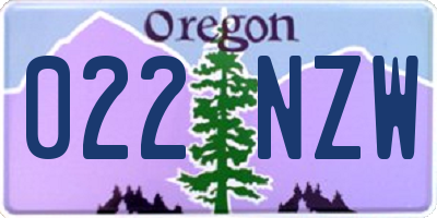 OR license plate 022NZW