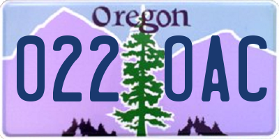 OR license plate 022OAC