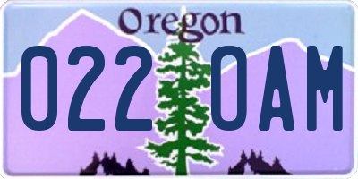 OR license plate 022OAM