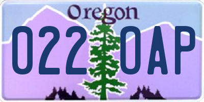 OR license plate 022OAP