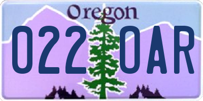 OR license plate 022OAR