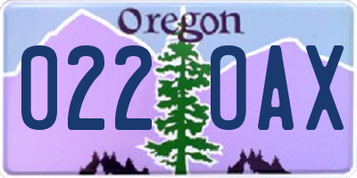 OR license plate 022OAX