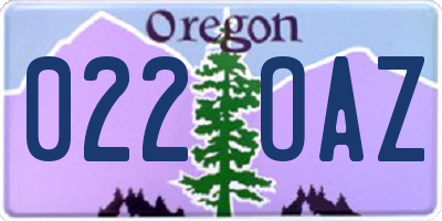 OR license plate 022OAZ