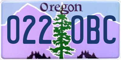 OR license plate 022OBC