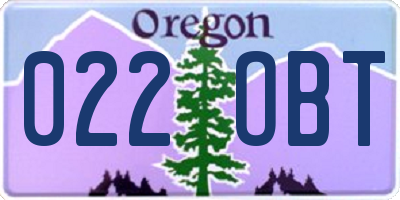 OR license plate 022OBT