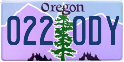 OR license plate 022ODY