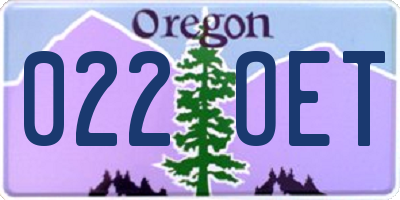 OR license plate 022OET