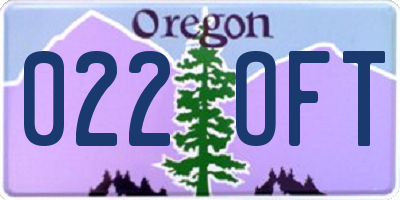 OR license plate 022OFT