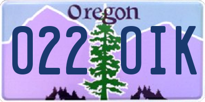 OR license plate 022OIK