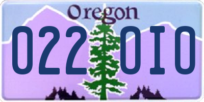 OR license plate 022OIO