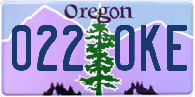 OR license plate 022OKE