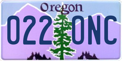 OR license plate 022ONC