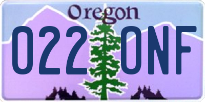 OR license plate 022ONF
