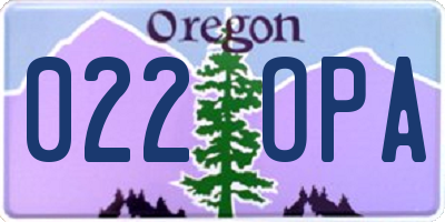 OR license plate 022OPA
