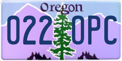 OR license plate 022OPC