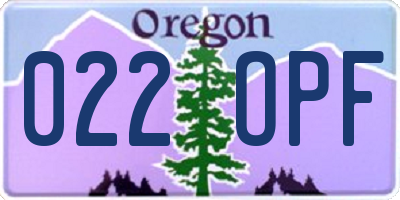 OR license plate 022OPF