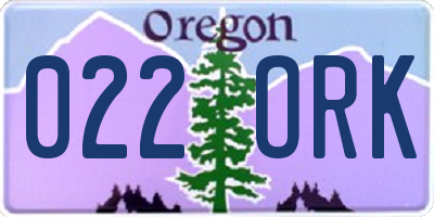 OR license plate 022ORK