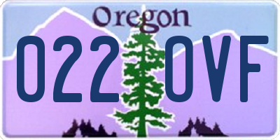 OR license plate 022OVF