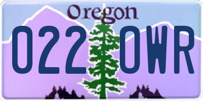 OR license plate 022OWR