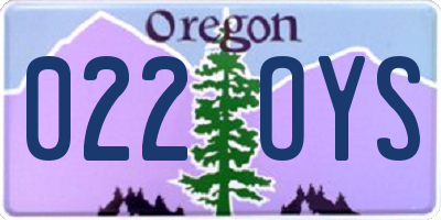 OR license plate 022OYS