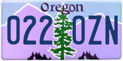 OR license plate 022OZN