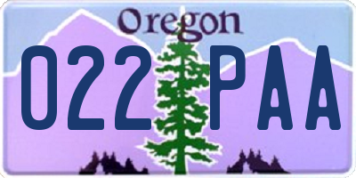 OR license plate 022PAA