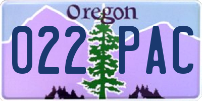 OR license plate 022PAC