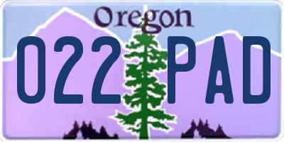 OR license plate 022PAD