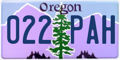 OR license plate 022PAH