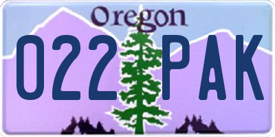 OR license plate 022PAK