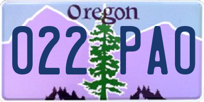 OR license plate 022PAO