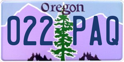 OR license plate 022PAQ