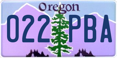OR license plate 022PBA