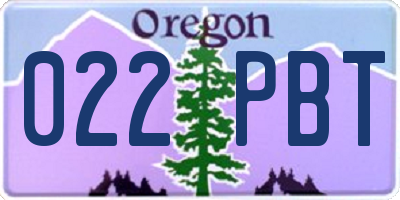 OR license plate 022PBT