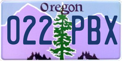 OR license plate 022PBX