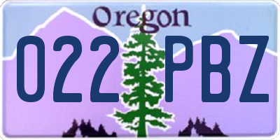 OR license plate 022PBZ
