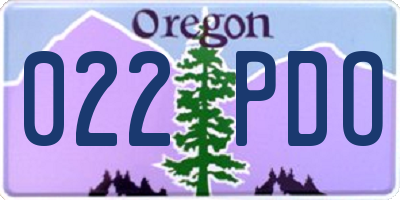 OR license plate 022PDO