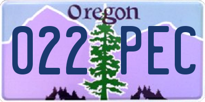 OR license plate 022PEC