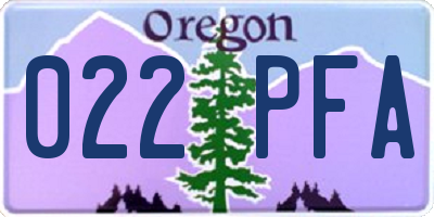 OR license plate 022PFA