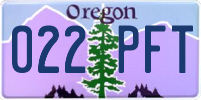 OR license plate 022PFT