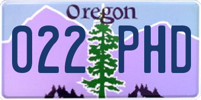 OR license plate 022PHD