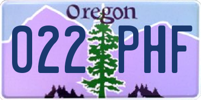 OR license plate 022PHF