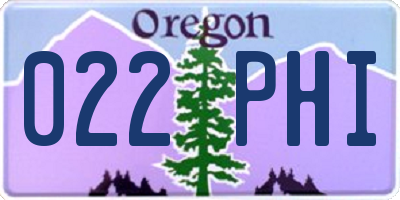 OR license plate 022PHI