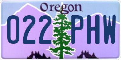 OR license plate 022PHW