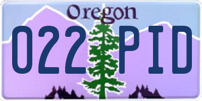 OR license plate 022PID
