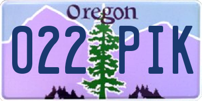 OR license plate 022PIK