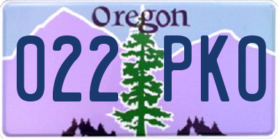 OR license plate 022PKO